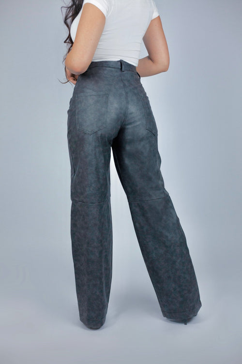 Pantalon Similicuir - Gris foncé