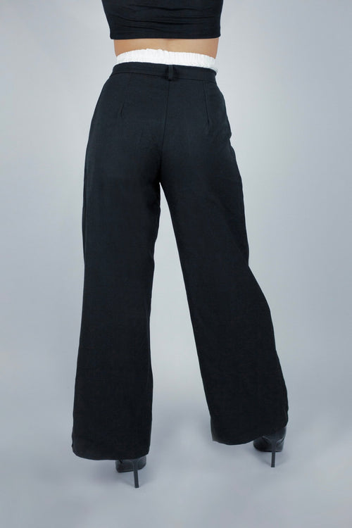 Pantalon effet sous vêtement - Noir