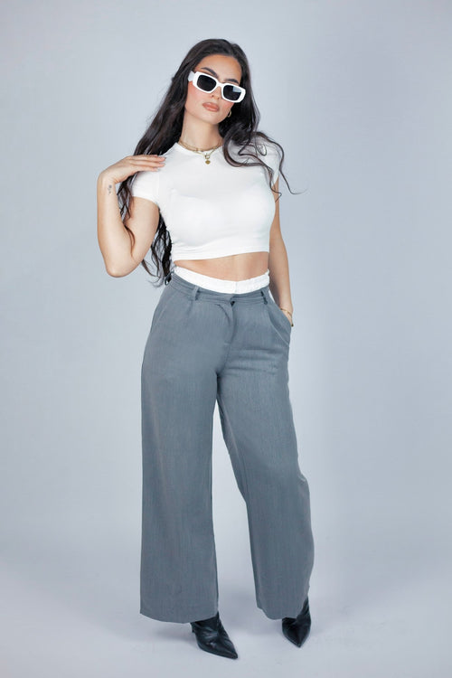 Pantalon effet sous vêtement - Gris