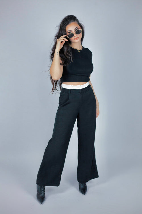 Pantalon effet sous vêtement - Noir