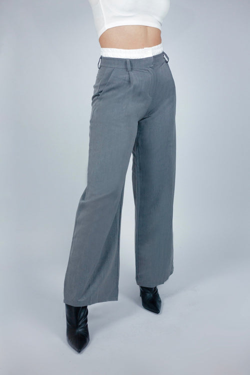 Pantalon effet sous vêtement - Gris